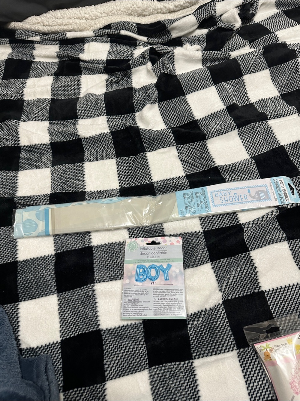 Party City Blue "BOY" Inflatable Letter Balloon and Baby Shower Banner